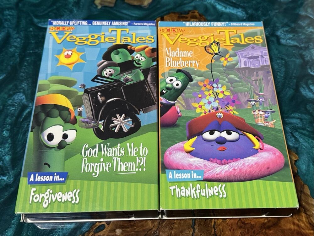 Three VeggieTales VHS Tapes Thankfulness;  Forgiveness & Silly Song